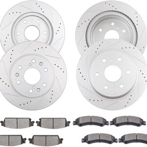 ECCPP 55097 55133 D1092 D1194 Front & Rear 4pcs Brake Rotors + 8pcs Pads Fit For Cadillac Escalade 2007-2014,For Cadillac Escalade ESV 2007-2014,For Cadillac Escalade EXT 2007-2013 Brake Kit