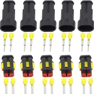 5 Sets 2 Pin 1.5mm Series Connectors DJ7021-1.5-11/21 Waterproof Electrical Wire Connector,Xenon lamp Connector Automobile Connectors