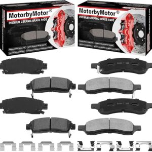 D1169 D883 Front Rear Ceramic Brake Pads w/Hardware Fits for 08-17 Buick Enclave, 09-17 Chevrolet Traverse, 07-16 GMC Acadia, 07-10 Saturn Outlook Low Dust Brake Pad (Alll Models